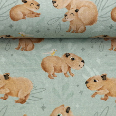 Jersey - Capybara Friends mint by Mrs Mint Design