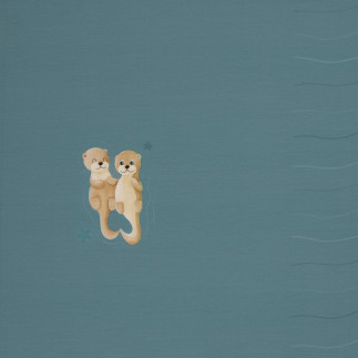 Jersey - Splish Splash Panel ocean 50cm by Mrs Mint Design