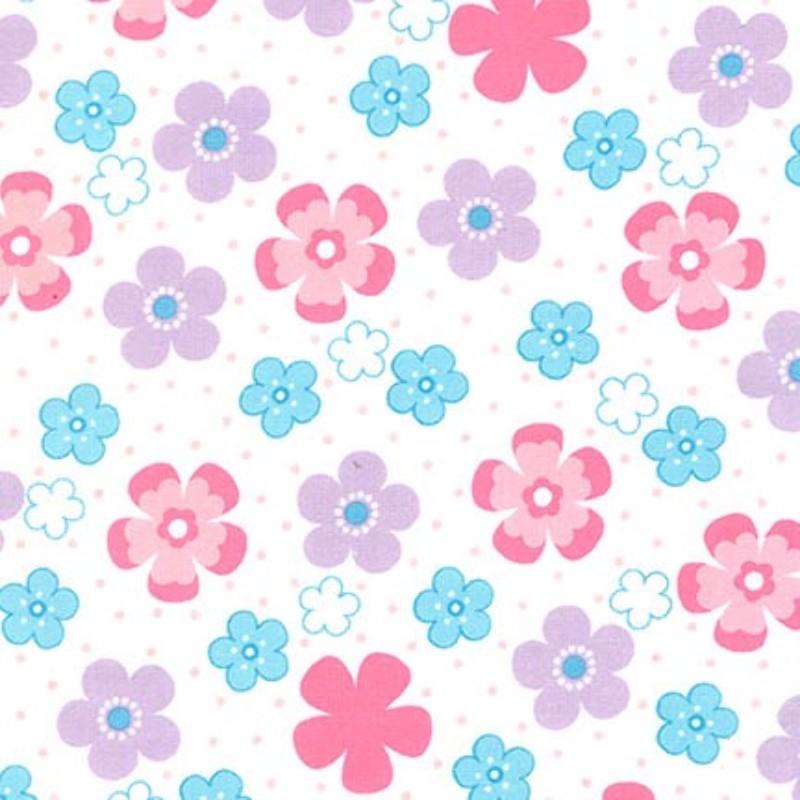 Flannel - Florals lavender on white