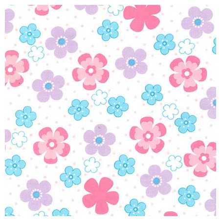Flannel - Florals lilac on white