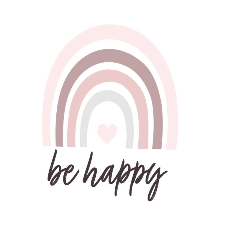 Iron-on transfers - Mrs Mint Design - Rainbow "be happy" pink