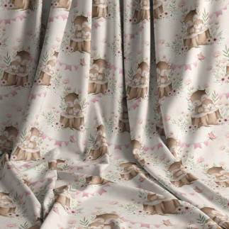 Organic Jersey - Owl Mom and Baby pastel pink