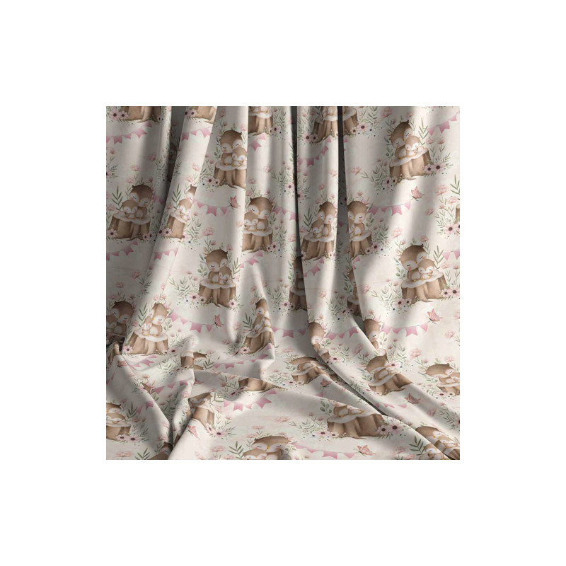 Organic Jersey - Owl Mom and Baby pastel pink