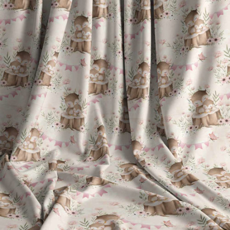 Organic Jersey - Owl Mom and Baby pastel pink