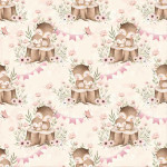 Organic Jersey - Owl Mom and Baby pastel pink