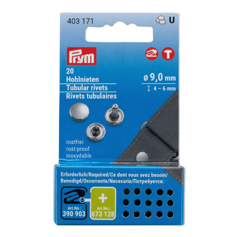 Rivets creux Prym 4-6 mm argent Rivets creux Prym 4-6 mm argent