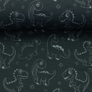 Jersey - Little Legend Dino Outlines bleu gris by Mrs Mint Design