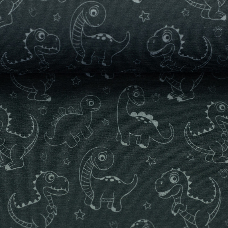 Jersey - Little Legend Dino Outlines bleu gris by Mrs Mint Design