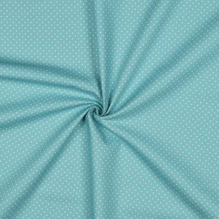 Coton - pois menthe / blanc