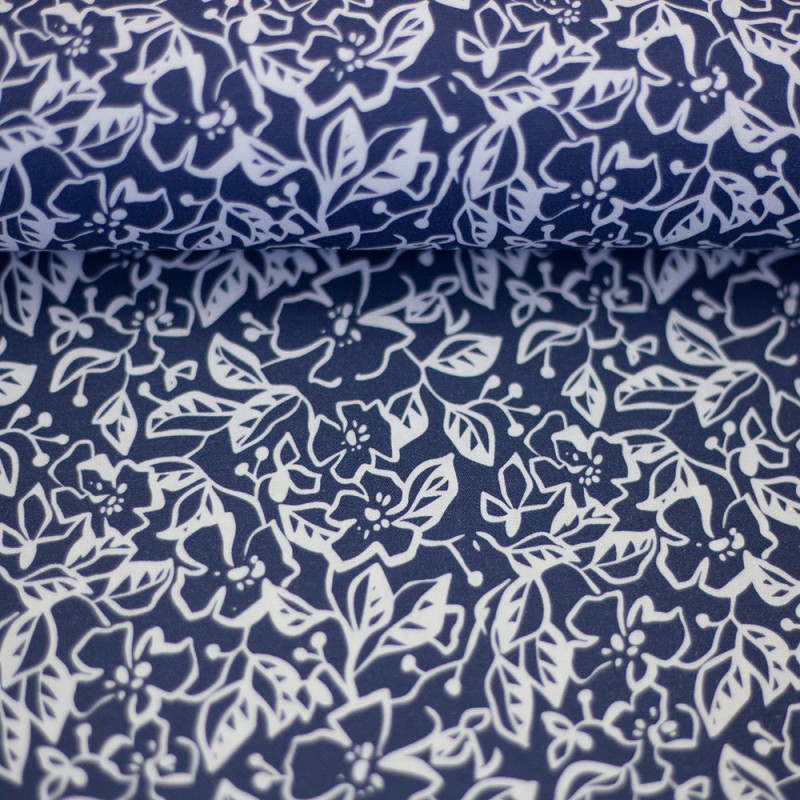 coton tissé - Fleurs de lys bleu foncé