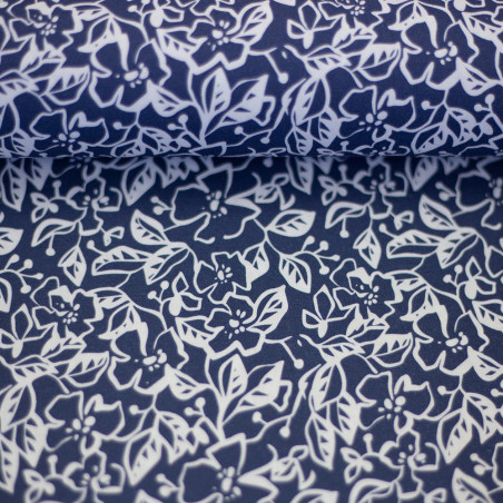 Cotton - Lilly Flowers dark blue