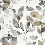 viscose - Vintage watercolor leaves offwhite