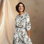 viscose - Vintage watercolor leaves offwhite