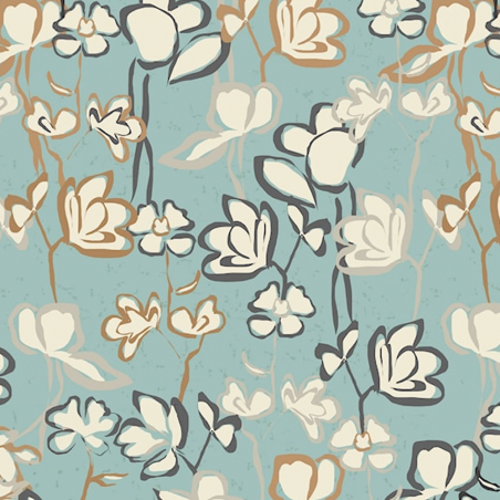 Viscose - Scribble Flowers mint