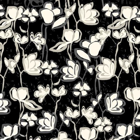 Viscose - Scribble Flowers schwarz