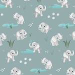 Vorbestellung - Jersey - Safari Buddies by Mrs Mint Elefanten rauchblau