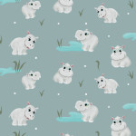 jersey - Safari Buddies par Mrs Mint Hippopotame menthe fumée