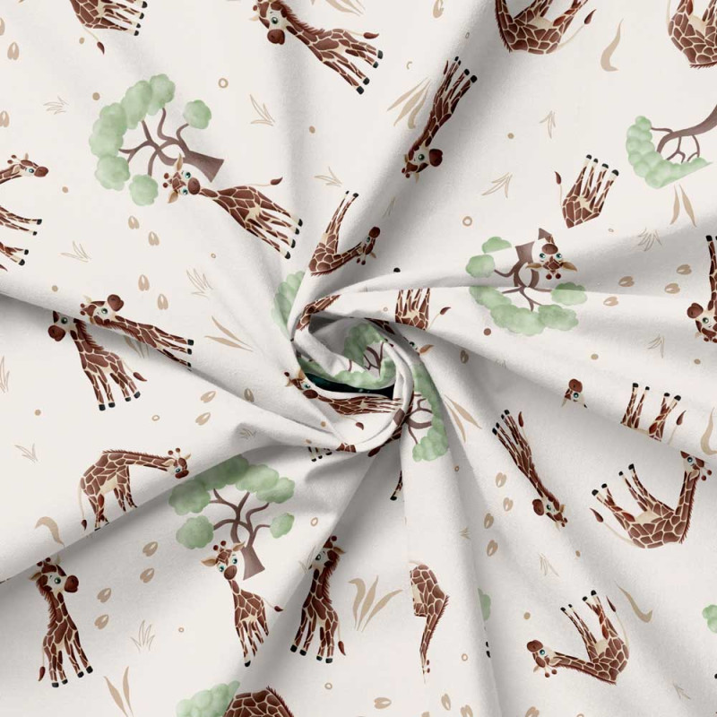 Jersey - Safari Buddies by Mrs Mint giraffes natural