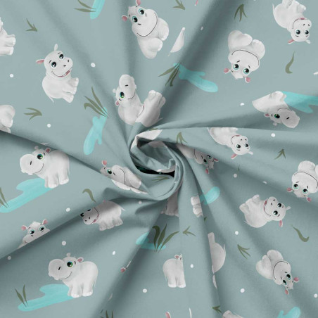 Jersey - Safari Buddies par Mrs Mint Hippopotamus bleu fumée