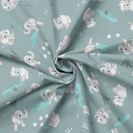 Pre-order - Jersey - Safari Buddies by Mrs Mint Elephants smoke blue
