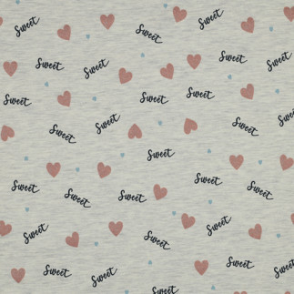 Jersey - Paillettes Sweet Heart Melange écru