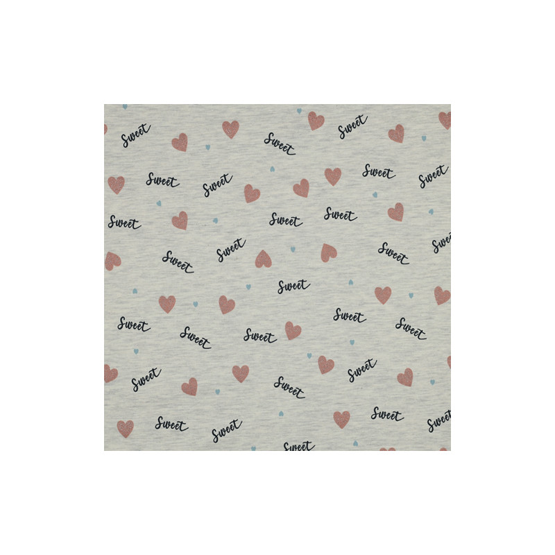 jersey - Paillettes Sweet Heart Melange écru