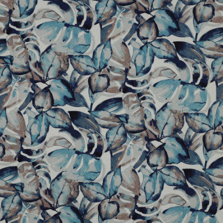 Canvas - Digital leaves blau/taupe