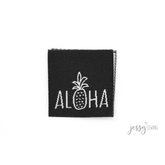 Étiquette tissée - Aloha noir