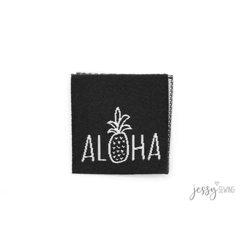 Étiquette tissée - Aloha noir