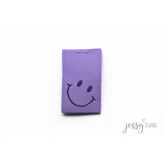 Étiquette tissée - Sourire violet