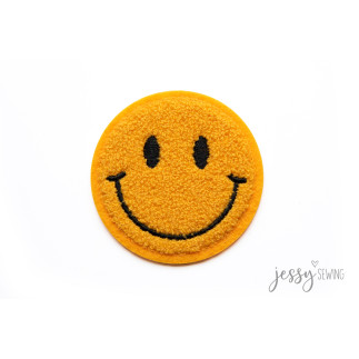 Chenille Patch - Big Yellow Smile jaune 7,6 cm