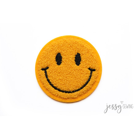 Chenille Patch - Big Yellow Smile gelb 7.6cm