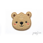 Chenille Patch - Bär beige 7cm