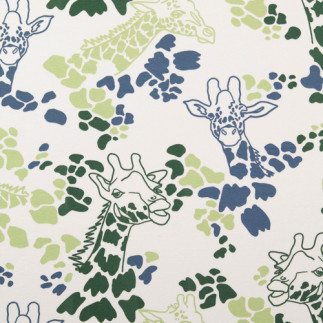 jersey - Tête de girafe bleu/vert sur blanc