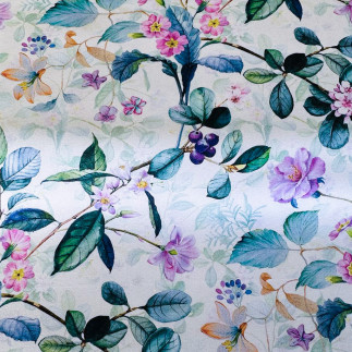 Canvas - flowers and leaves white