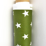 tissu enduite - Poppy Stars vert olive