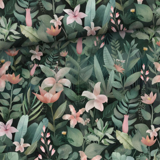 French Terry - Jungle Flowers Green