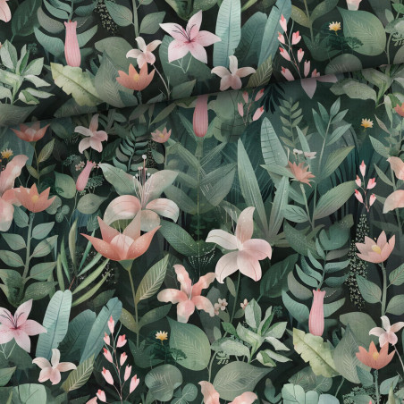French Terry - Jungle Flowers Green