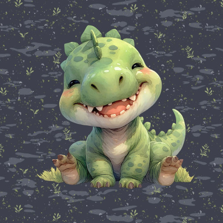French Terry - Baby Dino bleu marine 40 x 50 cm