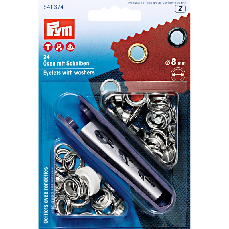 Prym eyelets and washers 8mm silver Prym eyelets and washers 8mm silver