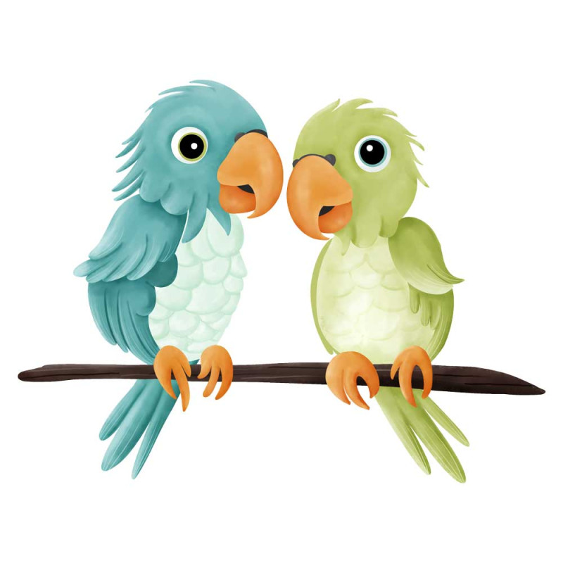 Transferts thermocollants - Mrs Mint Design - Couple de perroquets