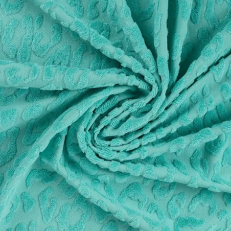 Jersey - Jacquard Leo vert turquoise