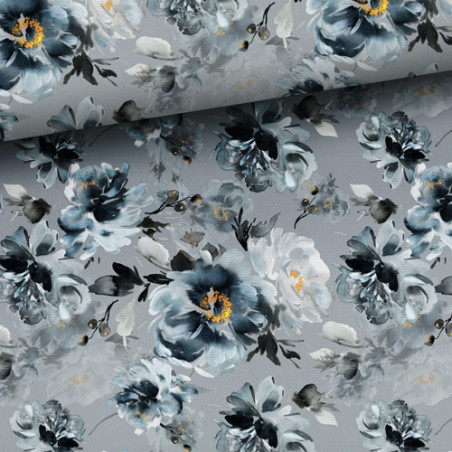 Coton - Aquarelle Fleurs grises