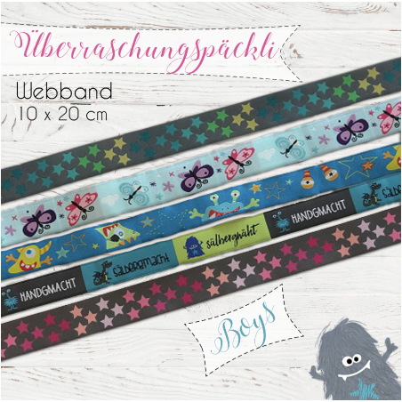 Überraschungspäckli Webband 10 x 20cm gemischt