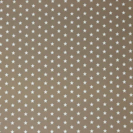 coton tissé - Étoiles taupe