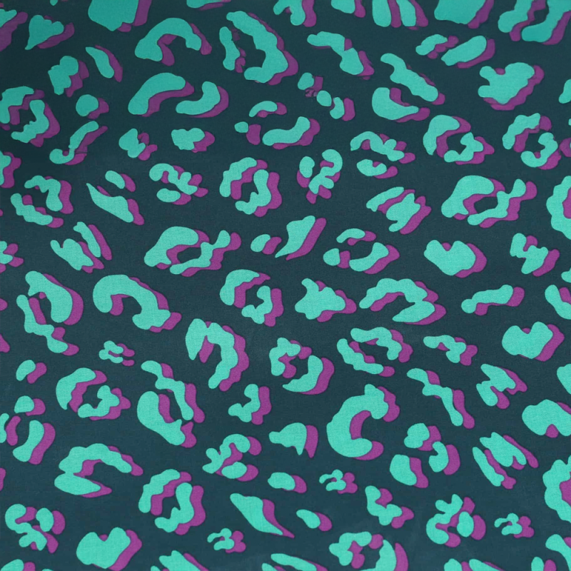 tissu enduite acrylique - Leo pétrole / menthe