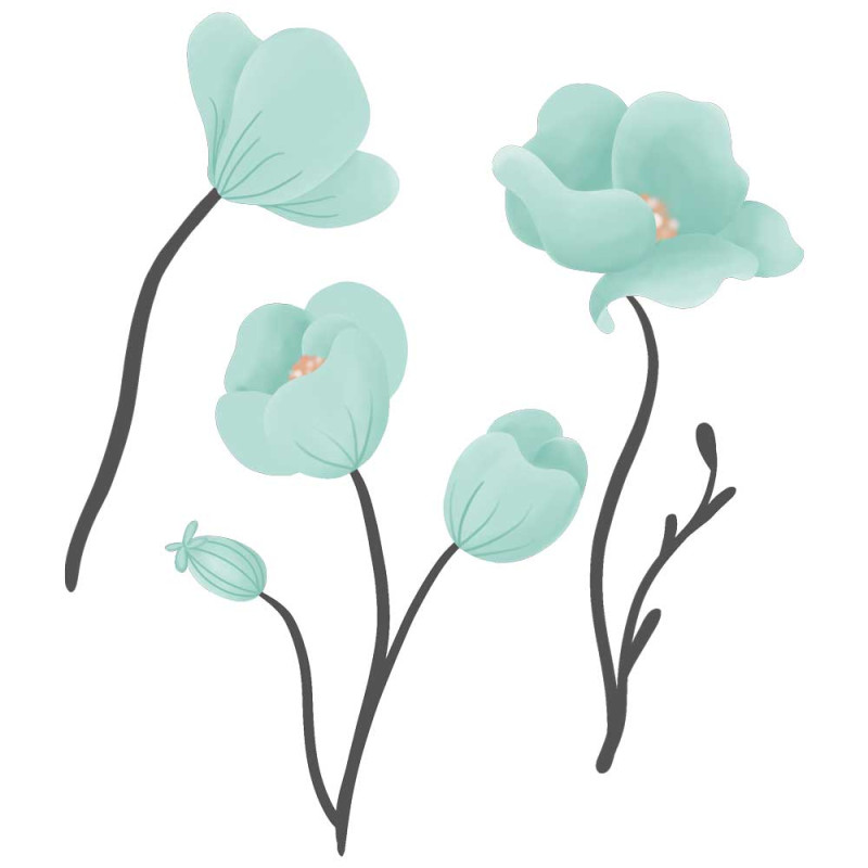 Iron-on transfers - Mrs Mint Design - Poppy set mint