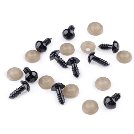 Yeux de sécurité noirs 12 mm - lot de 10