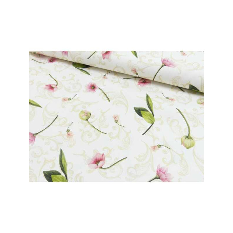 Canevas - Fleurs romantiques blanc cassé