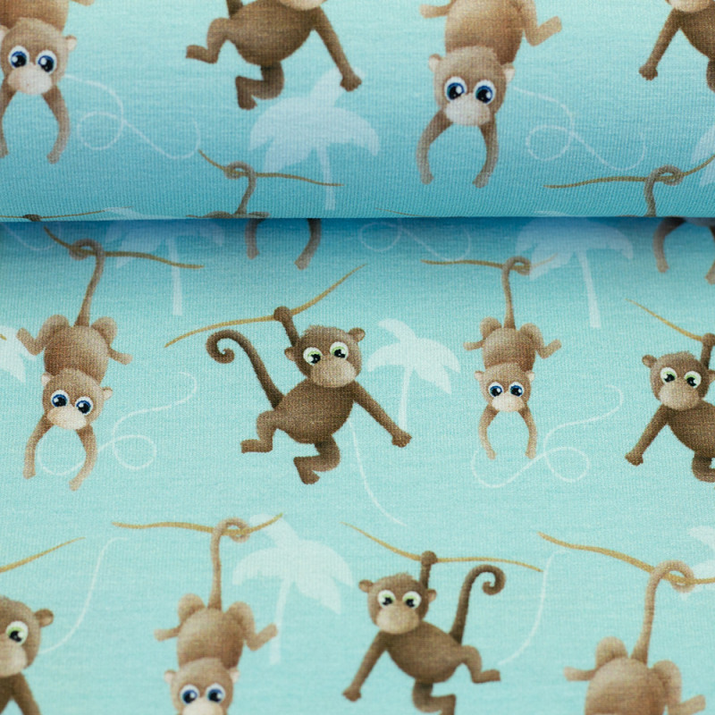 Jersey - Ahoy! Monkey mint by Mrs Mint Design Jersey - Ahoy! Monkey mint by Mrs Mint Design